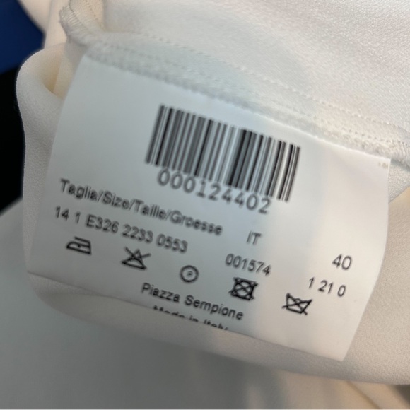 Piazza Sempione White Blouse with Blue/Black Colorblocking - Picture 7 of 8